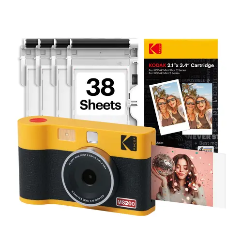 KODAK Mini Shot 2 ERA 2x3” Instant Digital Camera & Photo Printer, 38 Sheets, 2-in-1 Portable Print Camera, Bluetooth Smartphone Printer for iPhone & Android, 4PASS Dye Sublimation
