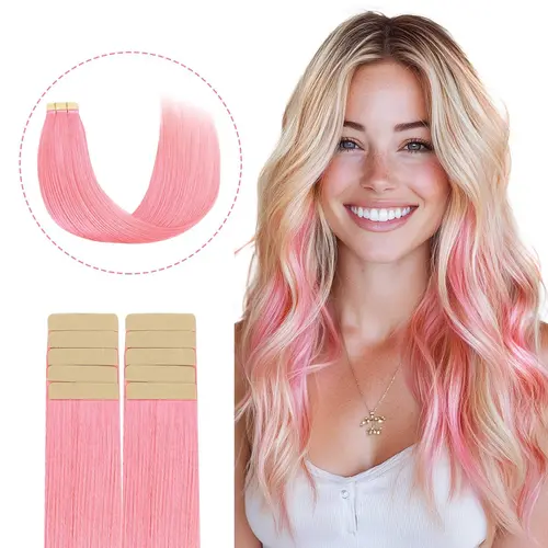 GOO GOO Tape in Human Hair Extensions | 10/20/40pcs Available, Colored Shades for 10pcs, Natural Straight summer hairstyles #tiktokshopbacktoschool #sohochic