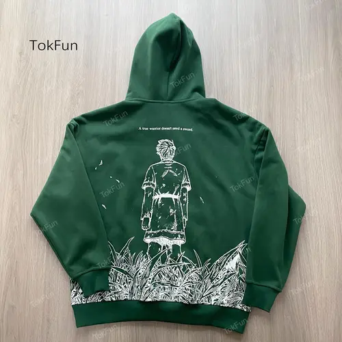 Vinland Saga Hoodie Anime Inspired Thorfinn Printed Hoodie Unisex Comfortable Casual Embroidered Top, Forest Green Long-Sleeve 1-Piece Winter Streetwear for Anime Fans,sohochic
