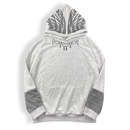 Men's JJK Mahoraga Washed Gray Anime Art Hoodie - Long Sleeve, Cartoon Style, Pullover Cut for Quick On/Off, Spring Menswear Sweatshirt, Easy Match with Jeans,sohochic