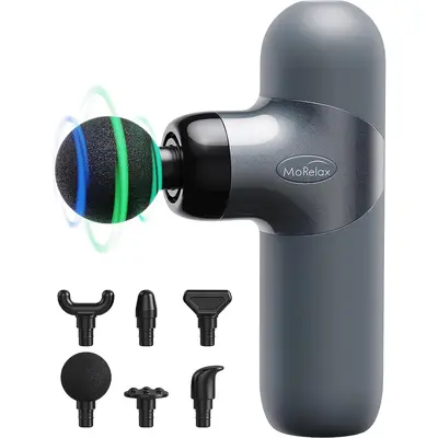 Cotsoco Portable Massage Gun, Rechargeable Mini Muscle Massager for Neck Pain Relief, with 4 Massage Heads, 6 Speeds, Gifts