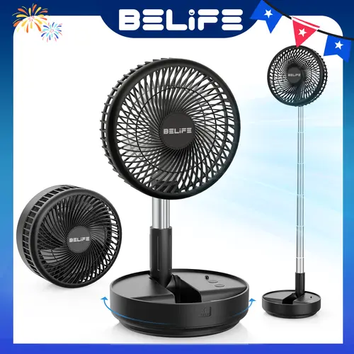 Belife X8 Portable Fan, Cordless Oscillating Fan with Remote, Foldable Telescopic Adjustable Height Fan, USB Rechargeable 7200mAh Battery Operated Camping Fan for Travel Outdoor Home Bedroom Sleeping, Portable Fans, Stand Portable Fans