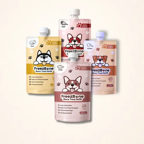 Freezbone Dog Treat Refills - Frozen Meat Filling for Freezball Chew Toys, 90g, 4 Pack