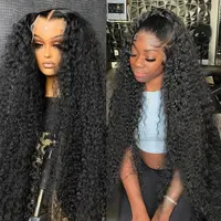 BLING HAIR Deep Wave Human Hair Lace Frontal Wig for Females, Transparent Scalplike HD Lace, 13x4-13x6 Size, Curly Style, Back-to-School Fashion Accessory, 13X6 Human Hair Wig, Female sohochic