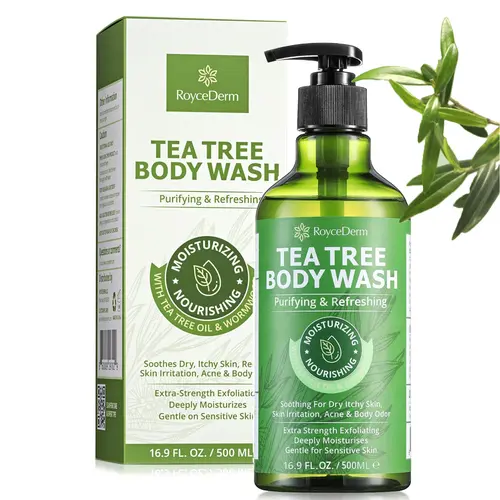 RoyceDerm Tea Tree Body Wash with Wormwood Extract - Plant Based Antibacterial Body Wash & Cleansers for Eczema Relief, Sensitive Areas Daily Bath Care, Plant Based Wash, Body Wash For Sensitive Areas