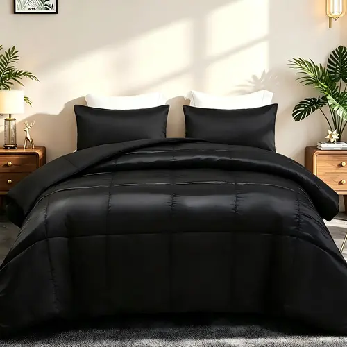 【backtoschoolday】Whale Flotilla Soft Satin Bedding Set, Reversible Silk Comforter with Matching Pillowcases, Lightweight Duvet Suitable for All Seasons