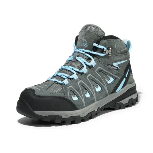 NORTIV 8 Women's Wide Suede Hiking Boots - Waterproof, Lightweight Footwear with Cushioned Ankle Support, Cushioned MD, Breathable Mesh, Traction Rubber for Hiking/Camping, Fishing