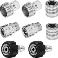 M MINGLE 8-Piece Stainless Steel Universal Pressure Washer Fittings Set - 5000 PSI Max, M22 to 3/8" Swivel/Female Quick Disconnects, 3/4" to 1/2" Swap, Universal Fit Hose Conversion Pipes for Secure Connections,toolupgrade