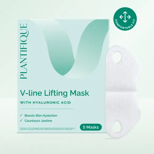 [PLANTIFIQUE Official Shop] V Line Face Mask with Hyaluronic Acid – Hydrating Jawline Mask for Skincare Routine (5 pcs) Hypoallergenic Skin Safe Skin Renew