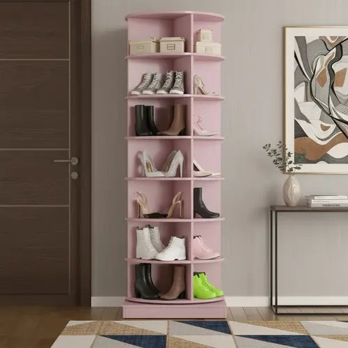 7-Tier 360-Degree Rotatable Round Shoe Shelf Organizer - Lazy Susan Storage Holders & Racks, Vertical Closet Organizer for Shoes and Handbags, Shoe Display, Wardrobe Shoe Rack