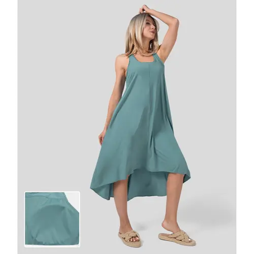 Halara Breezeful Backless Racerback Side Pocket High Low Flowy Midi Quick Dry Casual Dress #BackToSchool