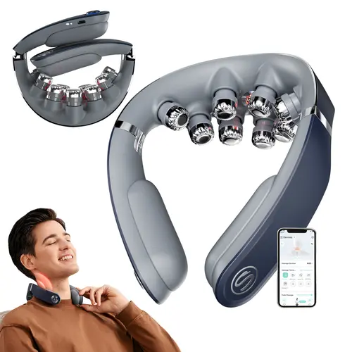 SKG Foldable Neck Massager for Pain Relief, Deep Tissue Vibration Massager, Portable 9D Electric Shiatsu Neck Massager, Christmas Gift, SKG PowerFold Neck Massager,sohochic