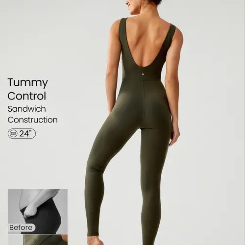 GLOWMODE 25" FeatherFit Tummy Control Gym Sports Jumpsuit Elegant For Woman TikTokShopBlackFriday