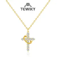 Tewiky Easter Gifts Upgraded Crown Cross Necklace for Women, Crown Cross Pendant Necklace, Non-Tarnish Faith Jewelry for Women, Christian Religious Gifts for Her Back To School