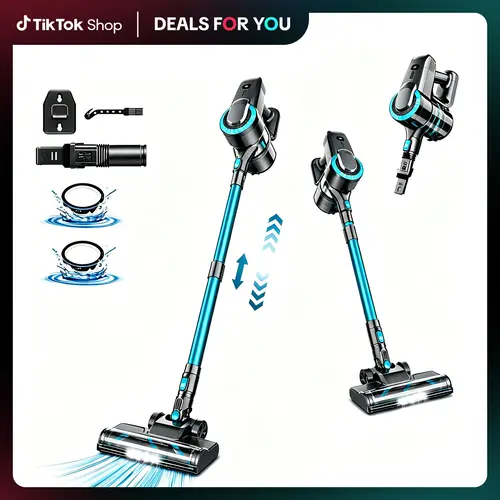 [Back to School Haul] N3P Cordless Vacuum - 8-in-1 Compact Rechargeable Stick/Handheld Vacuum, 20kPa Suction, 40-Min Runtime, LED-Lit Head, Lightweight for Home Cleaning, Car Interior Cleaning, Hardwood Floors,sohochic