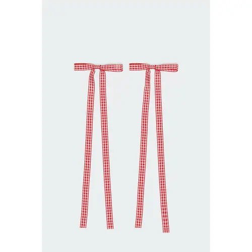 Gingham Bow Hair Clip Set