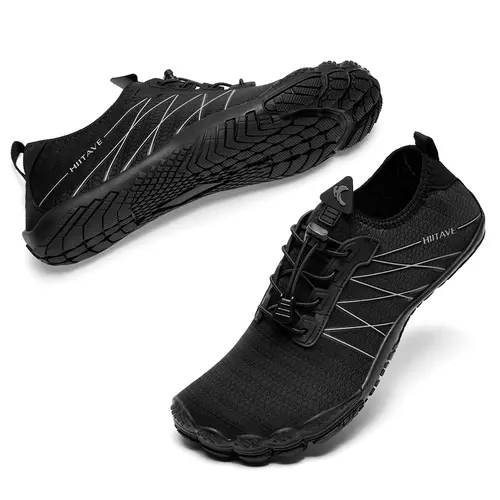 HIITAVE Men's Wide Toe Box Barefoot Mesh Water Shoes, Lightweight Breathable for Hot Days, Slip Resistant, Wetground Traction, Walking, Outdoor Sports & Beach Footwear
