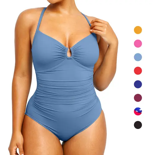 Shapellx Women's Smart Sculpt Shaping Swimsuit U-Ring Cut Out Slimming Swimwear One Piece Tummy Tucking Bathing Suit
