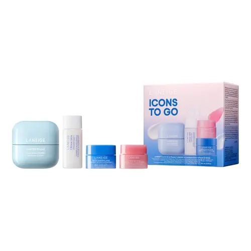 Laneige Icons To Go, Water Bank Blue Hyaluronic Cream Moisturizer Mini, Water Sleeping Mask, Lip Sleeping Mask Berry, Cream Skin Toner & Moisturizer Mini, Hyaluronic Acid, Korean Skincare