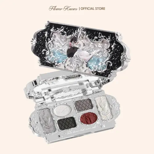 Flower Knows Swan Ballet Collection Six-Color Makeup Palette, With Matte & Shimmer Shades for Any Occasions, Long-Lasting, High Pigment, Blendable Glitter & Powder, Beauty Cosmetics, #sohochic