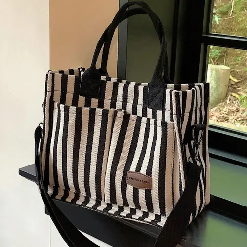 Striped Pattern Tote Bag, Fashionable Patterned Bag, Summer 2024 Casual Large Capacity Shoulder Bag for Women, Versatile Casual Commuter Bag for Daily Used, Casual Bags #GLOBAL PICKS