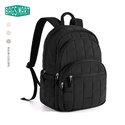 BAGSMART Laptop Backpack for Women, Lightweight Carry on Backpack Travel Backpack, Quilted School Bag, Casual College Backpack–Regular Size with 32OZ Pockets Water-Resistant College & Travel Backpack, Fits 15.6”Laptop College sohochic