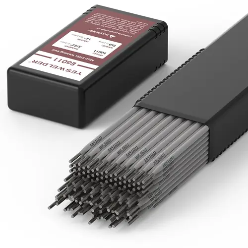 YESWELDER E6011 Mild Steel Welding Rods - 5LB Pack, Multi-Size Options (1/8", 3/32", 5/32") Carbon Steel Stick Electrodes, Welding Accessories for 40A-80A, 75A-125A, 110A-170A, 14"/355.6mm Applications