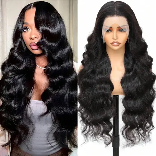 Tuneful 13X6 180% Density Transparent Lace Frontal Human Hair Wigs Body Wave Pre Pucked Human Hair Wigs For Women HD Transparent lace front hair