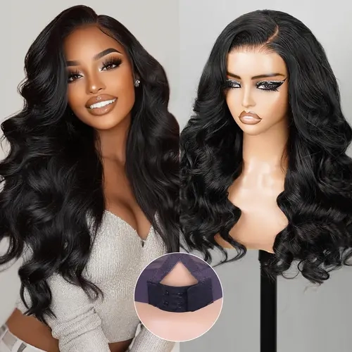 Subella Hair All-Day Wear Comfort Real Glueless 8x5 HD Lace Side Part Wig 200% Density Hair Loose Body Wave Lace Front Wigs Human Hair Pre Cut Plucked Lace Frontal Natural Black Color, Natural Wavy Wig, Human Hair Wig