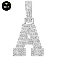 UCCIYO A-Z 26 Letters Pendant P351 Lab-created Moissanite S925 Sterling Silver Necklace for Women Men Hip Hop Jewelry Gift  Halloween summerwins【#P351】