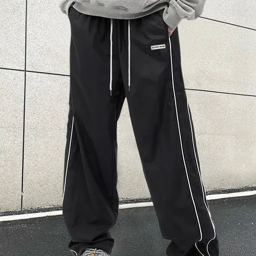 Unisex Regular Fit Side Stripe Drawstring Waist Athletic Activewear Fitness Pants, Casual Sports Bottoms, Drawstring Workout Pant, for Daily Wear, Gym Wear, All Seasons