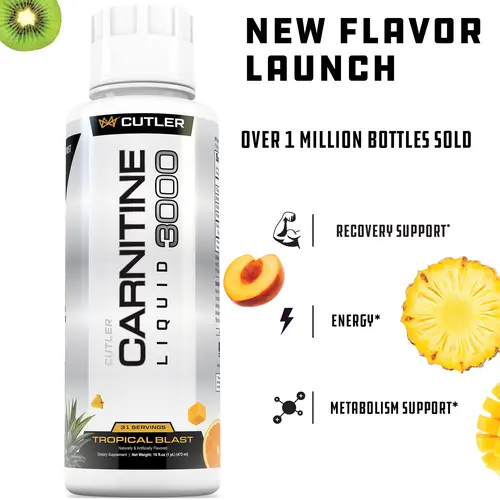 Cutler Nutrition Liquid Carnitine 3000 for Energy and Recovery Support Dietary Fitness Supplement Edible Healthcare Vitamin