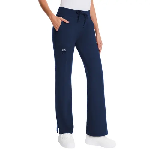 Yoga Scrub Pants for Women - 4-Way Stretch Work Pants with 5 Pockets (1 Cargo), Mid Rise Flared Fit for Nurses & Healthcare Professionals Casual Trousers Bottom Basic