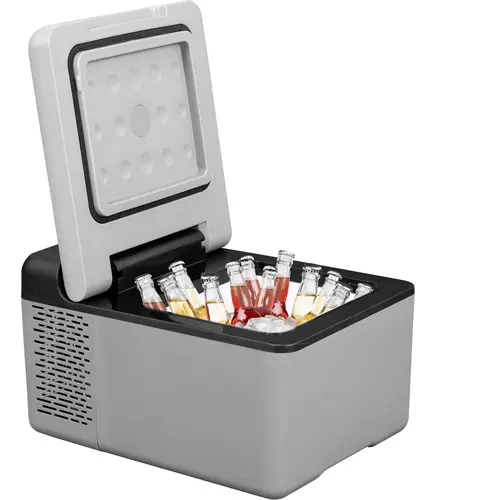【toolupgrade】VEVOR 12V Portable Car Compressor Mini Fridge 10 Qt (-4℉~68℉) with App Temp Control, 12V/24V DC & 110-220V AC, Eco/Max Cool, Frosted Sturdy Shell for Camping, Road Trips, Cooler, Frosted Shell Feels Sturdy