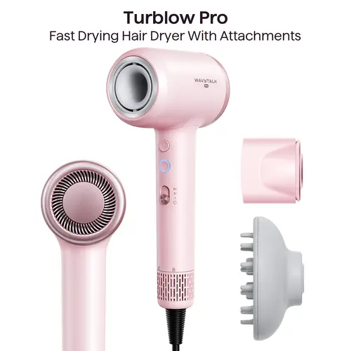 Wavytalk Turblow Pro Fast Drying Hair Dryer - 110,000 RPM Brushless Motor | High Speed Fast Drying, Frizz Control & Smoothing, 3 Speeds & 3 Temps, Negative Ions for Against Heat Damage