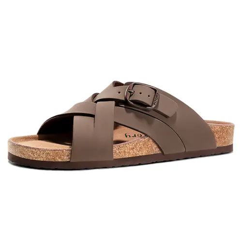 FITORY Women's Classic Cross-Braided Strap Slipper Sandals, Flat Toe Ring Slides with Adjustable Strap, Comfortable Casual Wear Footwear for Summer Walking,sohochic