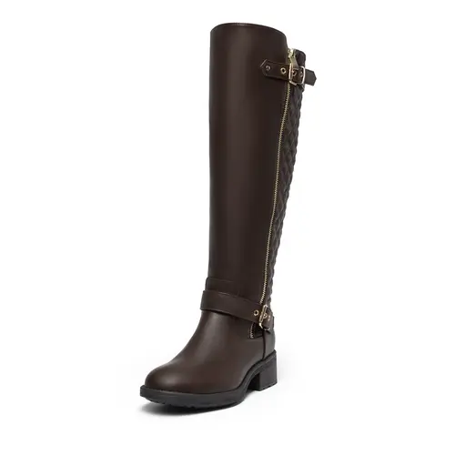 Dream Pairs Women's Knee-High Riding Boots, Winter Warm Faux Fur Lining, Side Zip, Buckles, TPR Rubber Sole, Low Comfortable Heels (1-3 cm), Platform, Casual Wear, Tpr Sole,sohochic