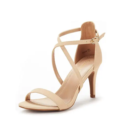 DREAM PAIRS Women's Strappy Criss Cross Stiletto Heel Footwear - Faux Leather Cute Summer Sandals with Buckle Closure Lets You Fine-Tune Fit, Rubber Sole, Platform Design
