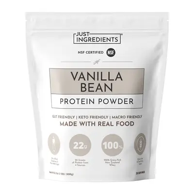 Just Ingredients Protein Powder  - Certified Grass-Fed Whey & Organic Plant Proteins - 22-24g of Protein per Serving - Supports Muscle Recovery, Energy*