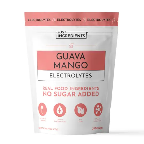 Just Ingredients Guava Mango Electrolytes - 30 Servings - Supports Daily Hydration, Electrolyte Balance & Muscle Recovery* - 3:1 Potassium-to-Sodium Ratio - Drink Mix - Coconut Water, Sea Salt, Trace Minerals