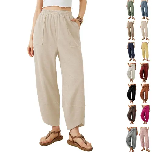 SCUSTY New Colors Added Womens Baggy Wide Leg Pants Casual Loose Elastic Waisted Palazzo Harem Pants with Pockets Summervibes