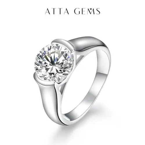 ATTAGEMS Women's 925 Sterling Silver Prong-Set Classic Round Cut 2.0-3.0 ct Synthetic Moissanite Solitaire Bridal Ring - Adults, Unisex Engagement Wedding Fine Jewelry Gift R113 summerwins tiktokshopbacktoschool, For Women
