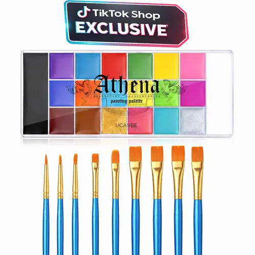 #SohoChic UCANBE Athena 20-Color Face & Body Oil Paint Palette - Safe Non-Toxic Professional Cosmetic Kit, Waterproof Temporary Tattoo, Halloween Special Effects, Cosplay Artistic Makeup for Adults