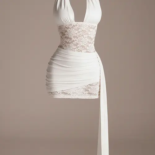 DealsForYouDays Summer Floral Lace Splicing Deep V-Neck Backless Dress,Graduation Dress. Summer Rave Festival Outfits