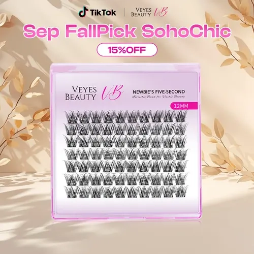 sohochic VEYESBEAUTY LuxeBold 10mm-18mm Cluster Lash Single Length Invisible Band Wispy Lightweight Softness Weightless Makeup Eyelash Extensions
