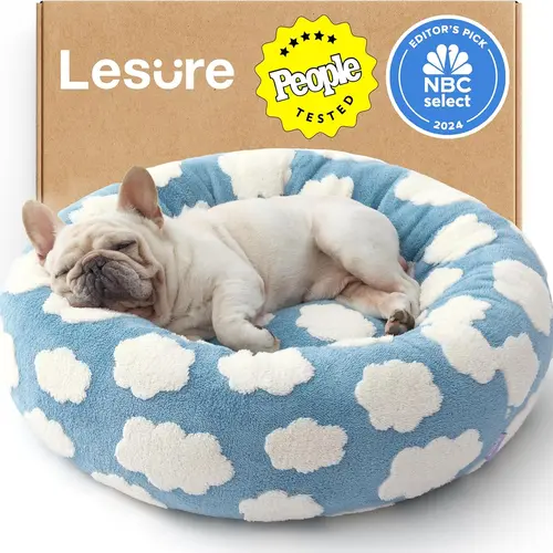 Lesure Jacquard Donut Dog Bed - Original Design Pattern,Cute Home Decor as Gift for Pet,Washable Cover Cute Home Decor as Gift for Pet,Anti Slip Bottom