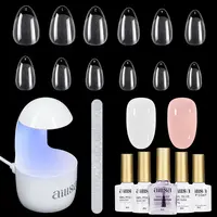 AILLSA Gel Nail Kit 240pcs Matte Almond Nail Tips with 2 In 1 Nail Glue and Nail Dehydrator, UV Light,Top Coat,2 nail color Polish Nail kit Beginners DIY Nails Tool at Home Manicure gelx Nails Birthday Gift for Girls TikTokShopBackToSchool sohochic