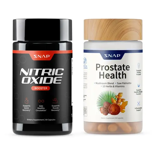 Snap Supplements - Nitric Oxide Booster 90ct + Prostate Health Bundle - Natural Supplement Capsules - Support Blood Circulation & Prostate Health