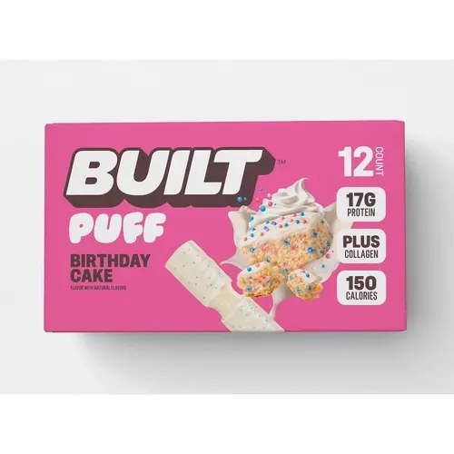 BUILT Puffs Protein Bars 12ct - Protein Snacks with 15-17g of High Protein, Collagen, Gluten Free with low calories & low sugar, Healthy Snack Choice