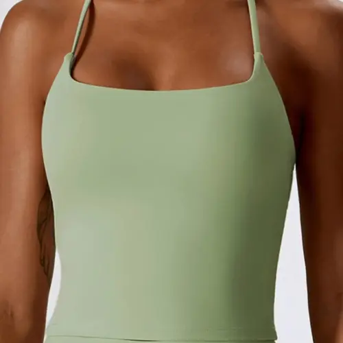 Women's Solid Criss Cross Backless Sports Vest, Casual Comfy Breathable Quick Drying Cami Top for Yoga Gym Workout Running Fitness, Ladies Sportswear Clothing, Gymwear Tanks, Workout Vests, Summer Active Wear, Summer Outfits 2024